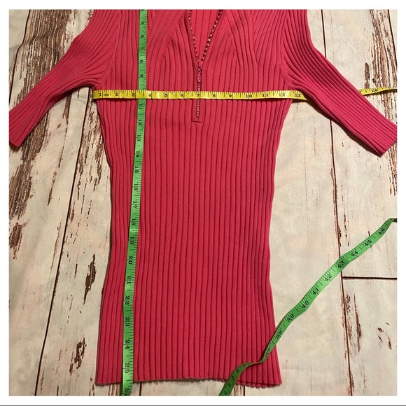 Boston Proper Ribbed Pink Rhinestone Zippered Top - Picture 7 of 8